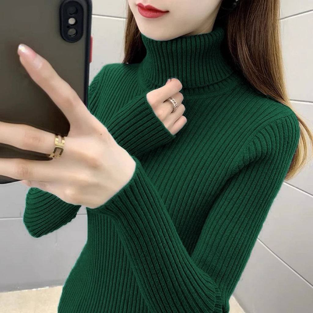 加厚洋气高领修身长袖内搭针织打底衫女秋冬2025新款独特别致毛衣