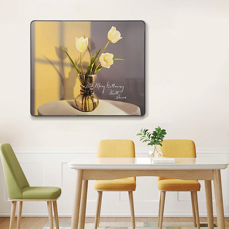 箱装饰画单幅现代简约电铝合金表箱遮挡餐厅壁画光影花瓶5060