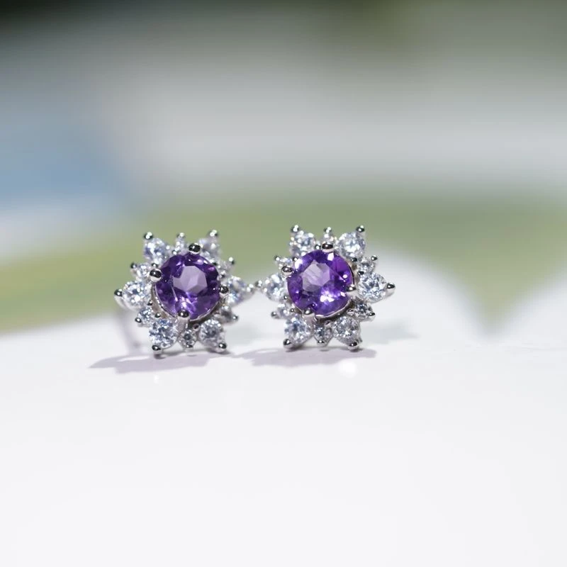 C0082  紫水晶耳钉