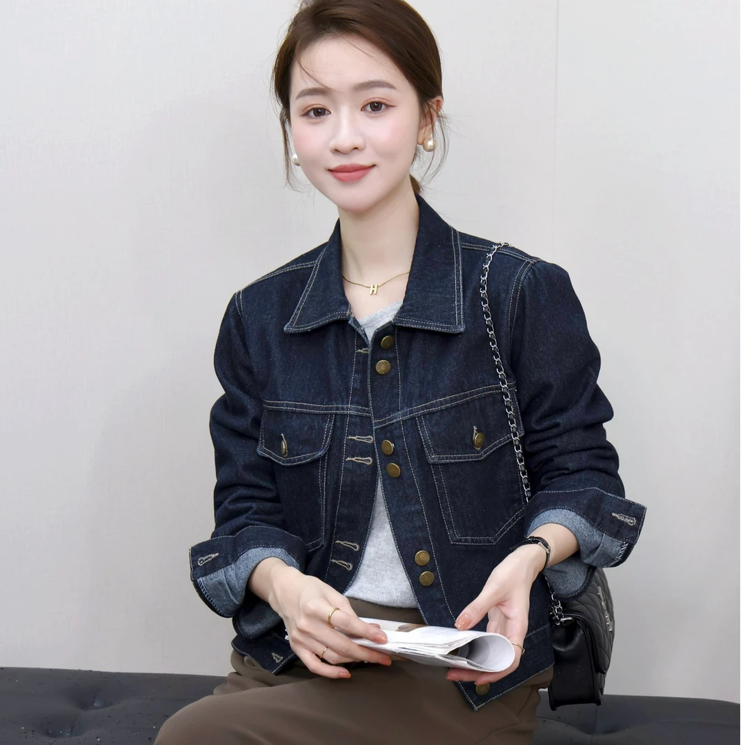 丹宁色牛仔外套2025春季新款时尚潮流短外套女韩版百搭休闲上衣