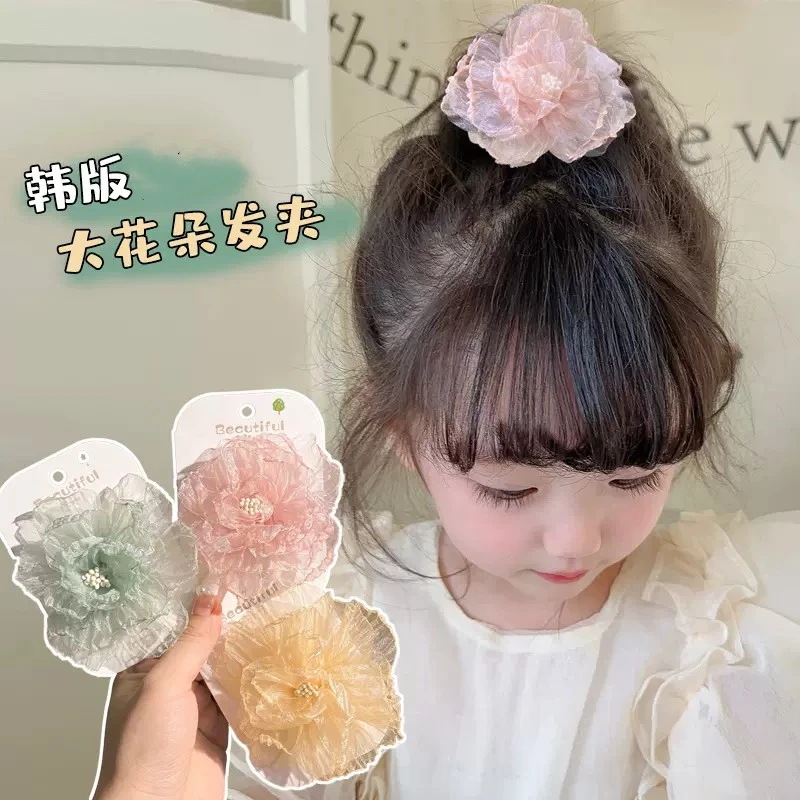 仿真花朵儿童发夹甜美可爱公主风侧边夹子头饰女童宝宝鸭嘴夹头饰