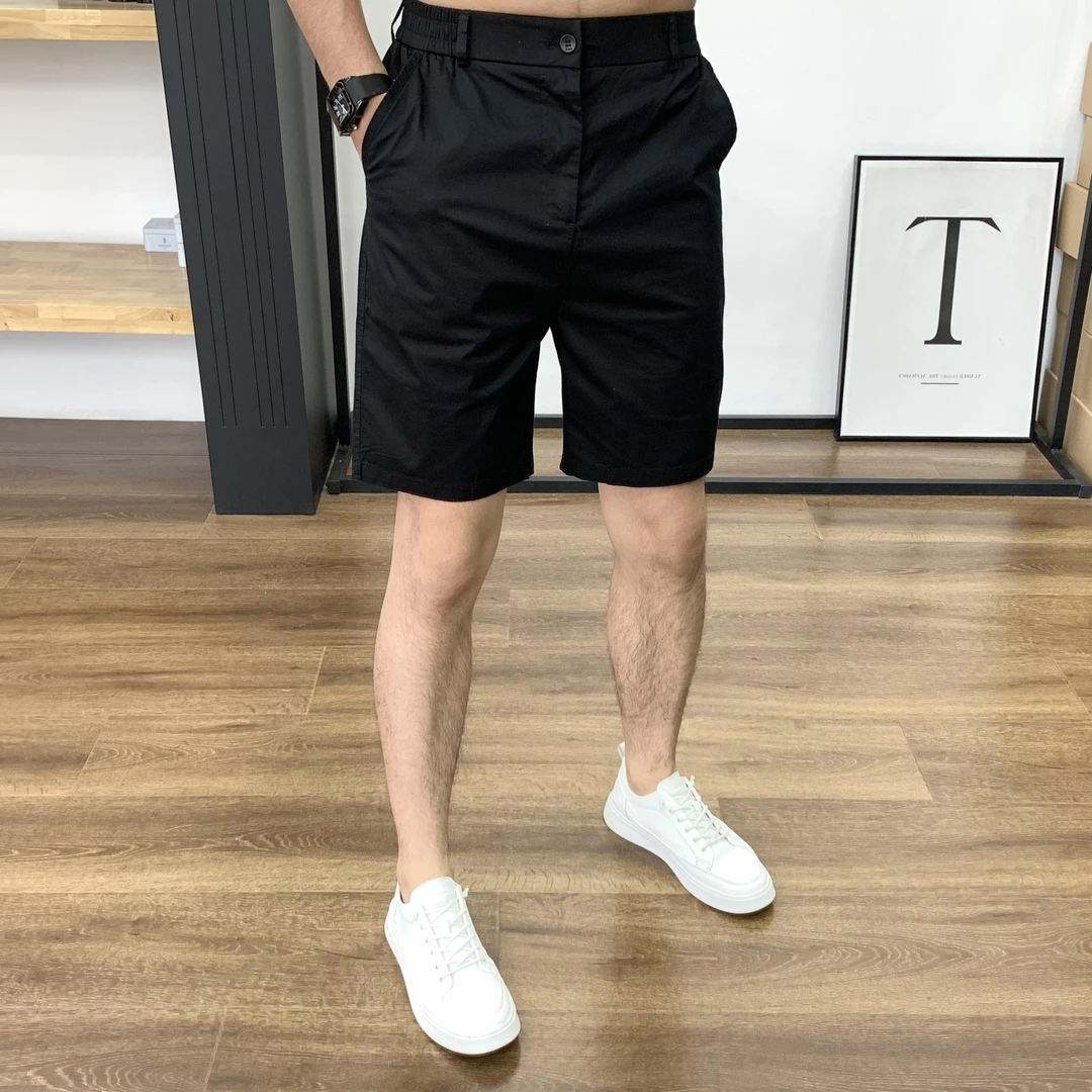 高端简约休闲短裤男款潮牌外穿轻奢五分裤男士夏季修身白色大裤衩