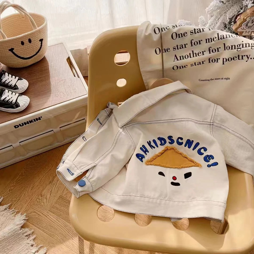 男童春装绣花贴布牛仔外套2024新品男春季小童洋气牛仔春秋外套潮