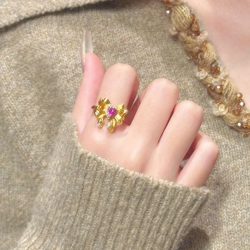 铜合金锆石戒指 时尚轻奢美少女甜美可爱小众水冰月戒指