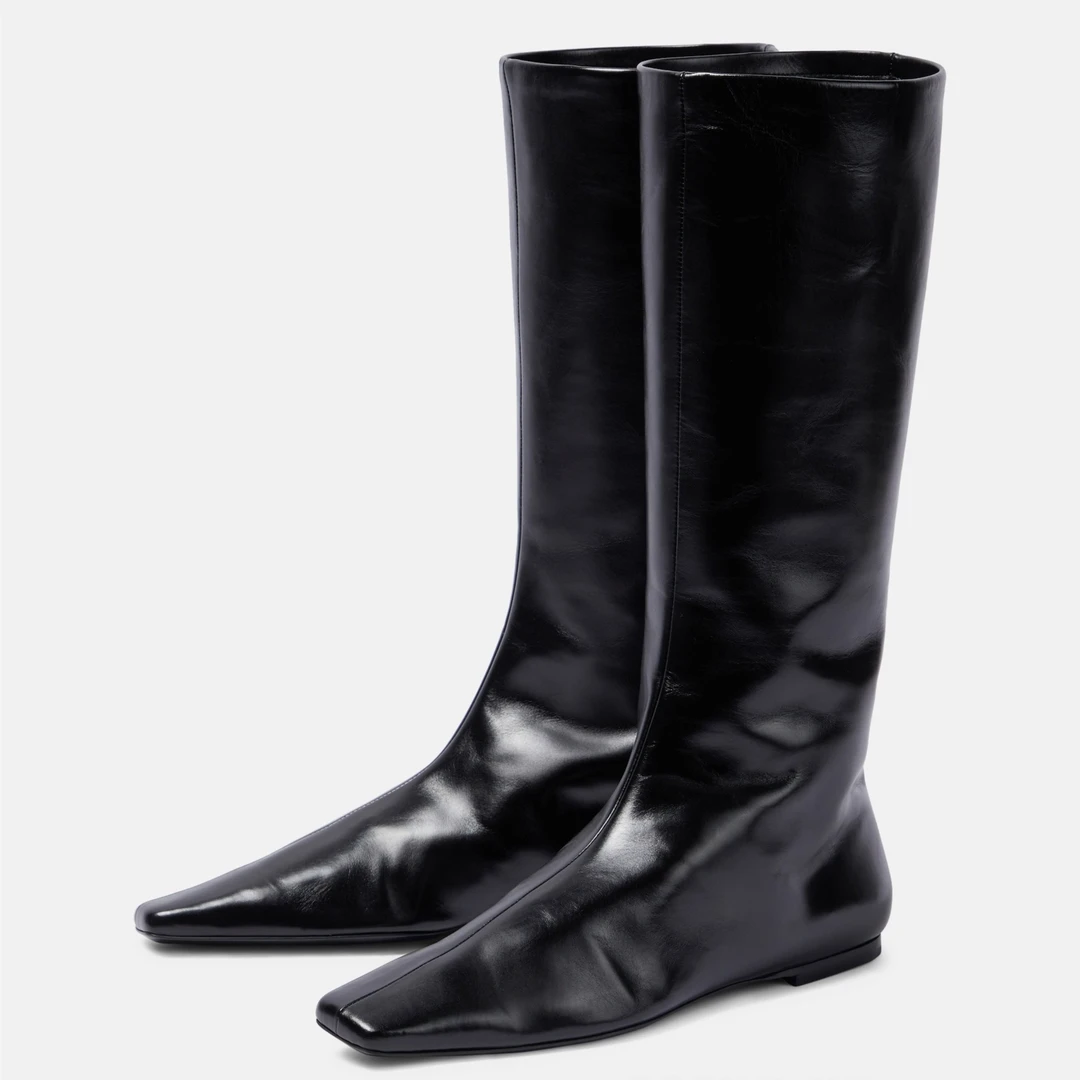 「里外全牛皮」胎牛皮马丁靴黑色高筒靴时尚百搭女士真皮平底中筒靴