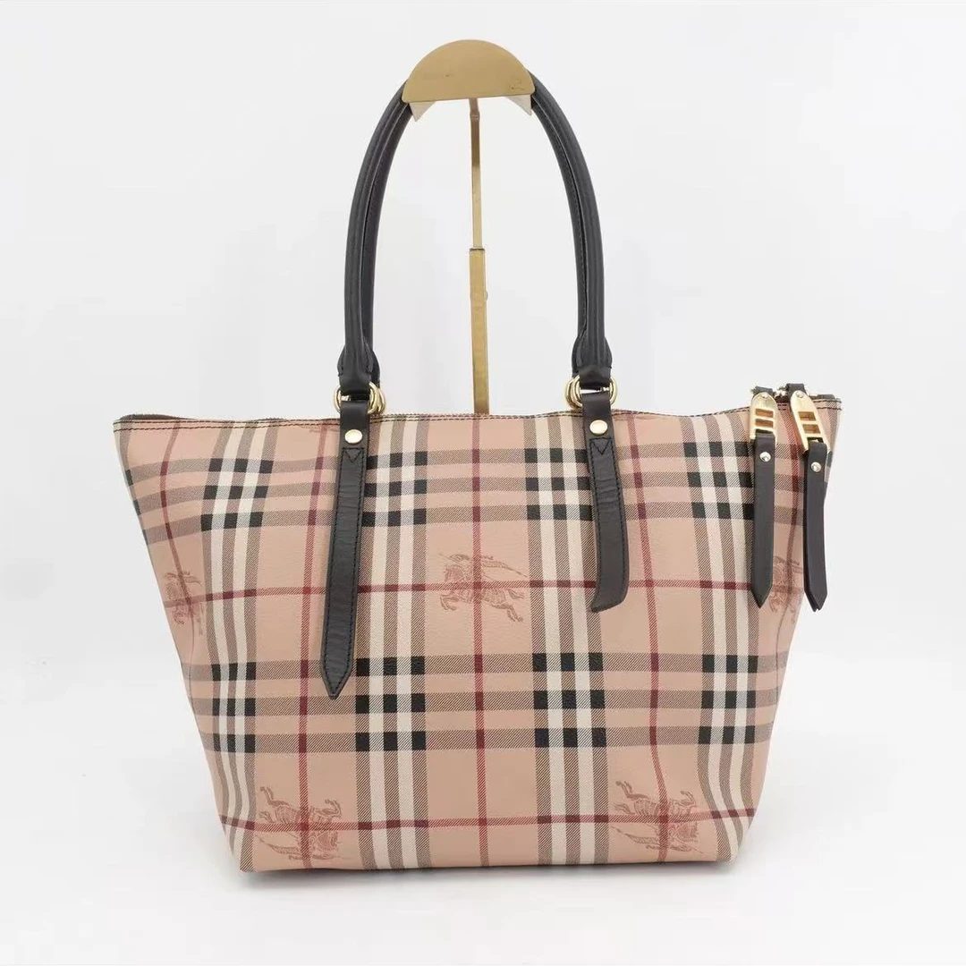 95新 BURBERRY/博柏利 战马格纹托特包/