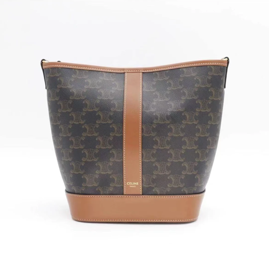 99新 Celine/思琳 老花小号水桶包斜跨包