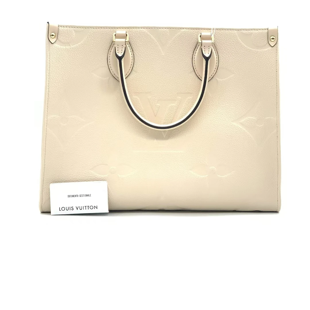 99新 LouisVuitton/路易威登 奶昔白中号onthego包
