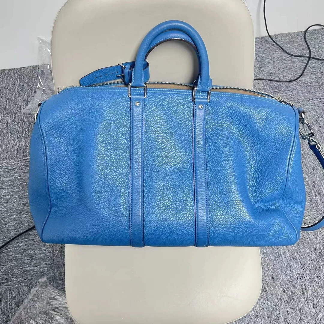 95新 LouisVuitton/路易威登 牛奢网周年庆/LV 蓝色kp50行李袋