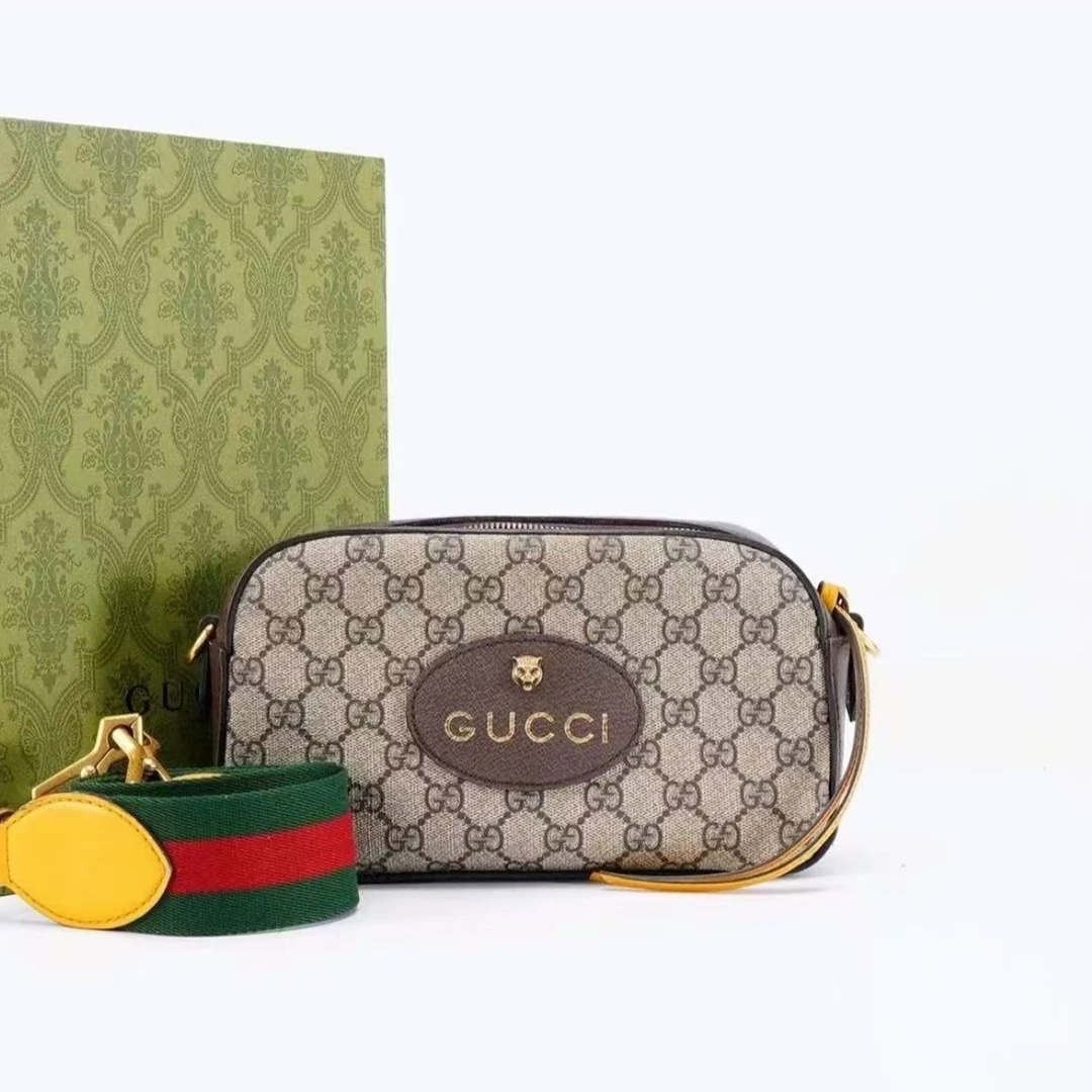 99新 GUCCI/古驰 老花虎头相机斜挎包