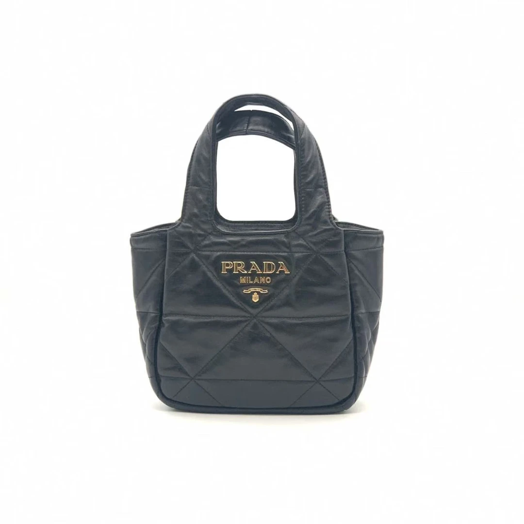 95新 Prada/普拉达 牛奢网/普拉达 黑金菜篮子小托特包