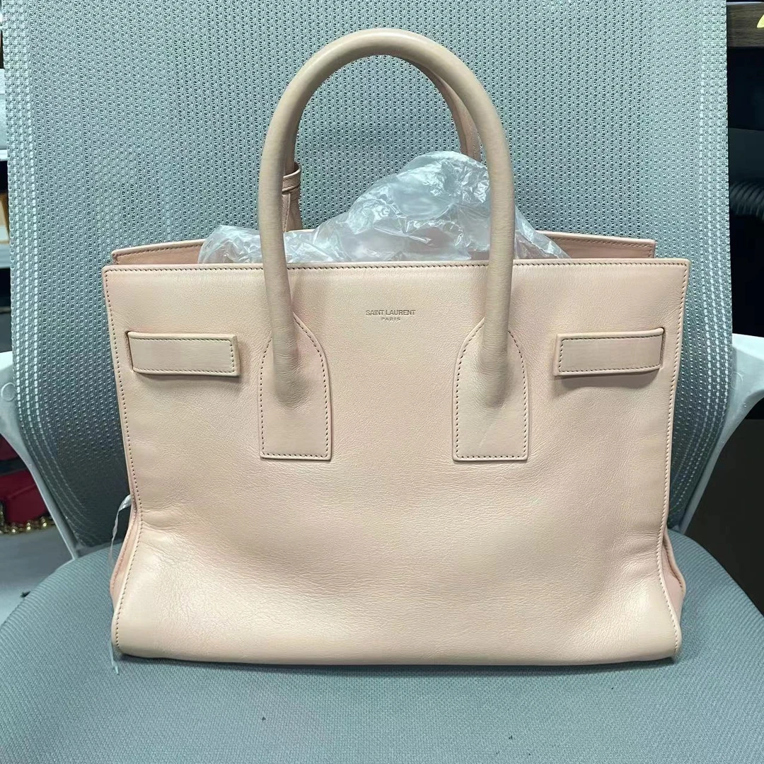 95新 YSL/圣罗兰 牛奢网/圣罗兰 粉色中号风琴包/