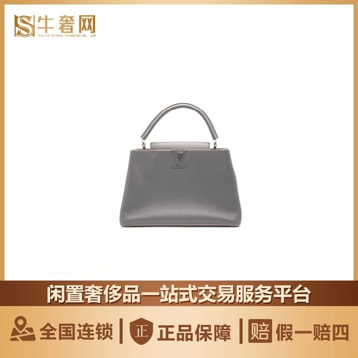 95新 LouisVuitton/路易威登 牛奢网周年庆/LV 灰银大号cap单肩包