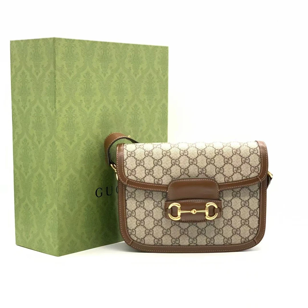 99新 GUCCI/古驰  焦糖色小号1955马鞍包