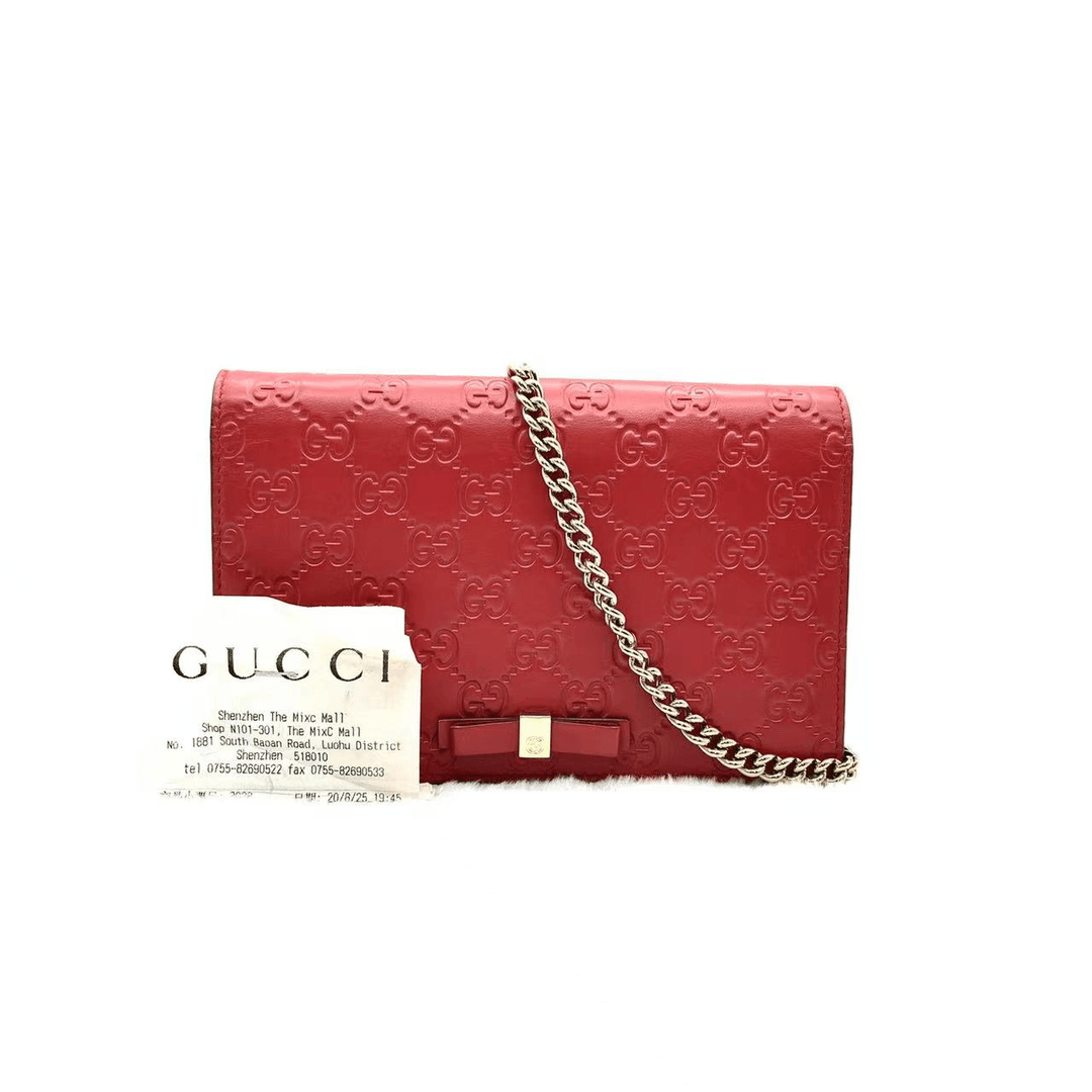 95新 GUCCI/古驰 牛奢网/古驰链条包红色