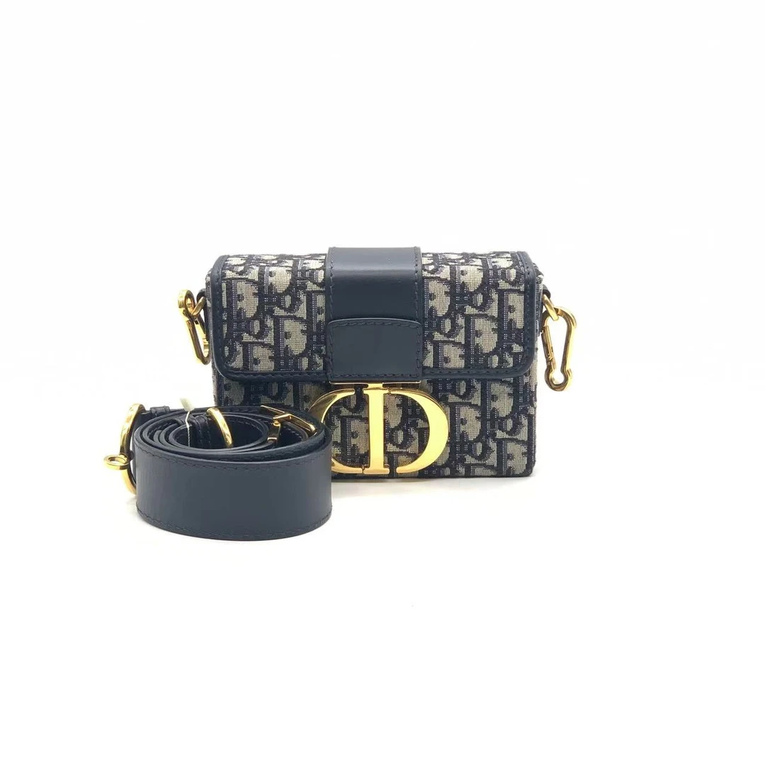 99新 DIOR/迪奥 蓝老花蒙田box盒子包/99新