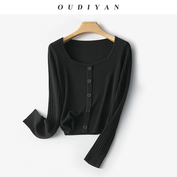 OUDIYAN | 小个子高端女装 百搭显瘦短款打底针织衫