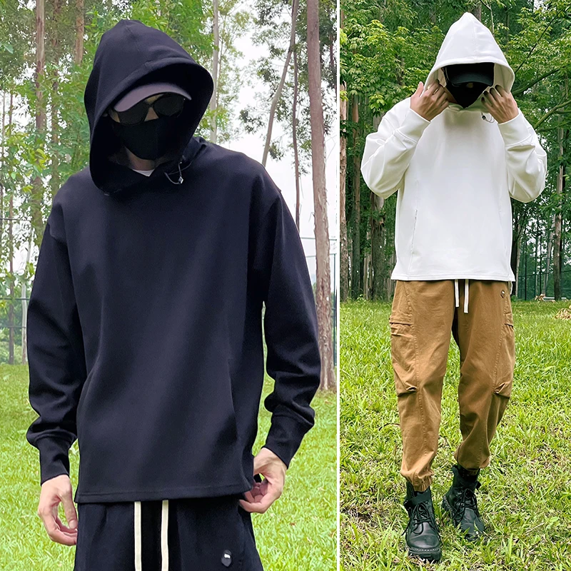 春季卫衣连帽宽松保暖纯色带帽上衣百搭潮流设计款带帽卫衣帽衫潮