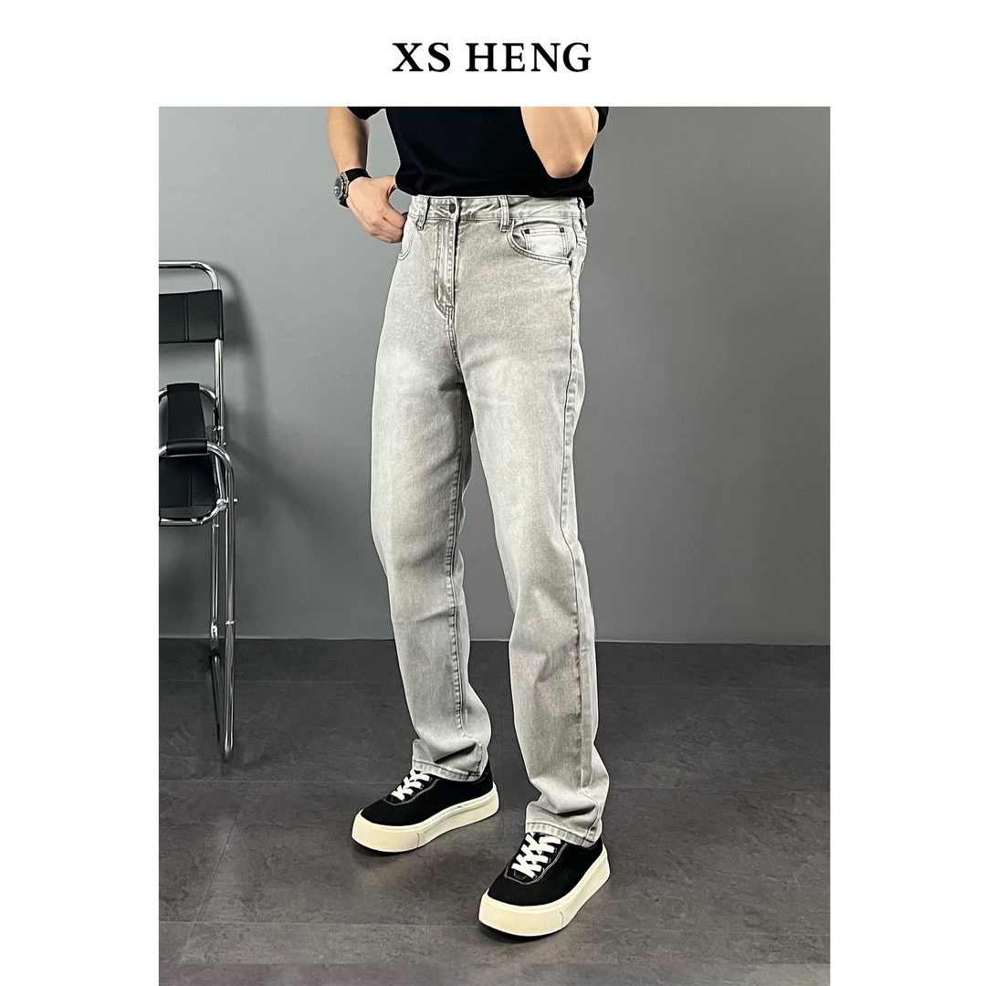 春夏系列/高弹力复古宽松显瘦舒适直筒百搭休闲潮流牛仔裤#88087