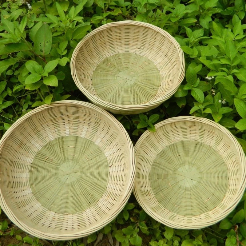 LZ010(邱师傅)竹编头层皮青丝篮三件套