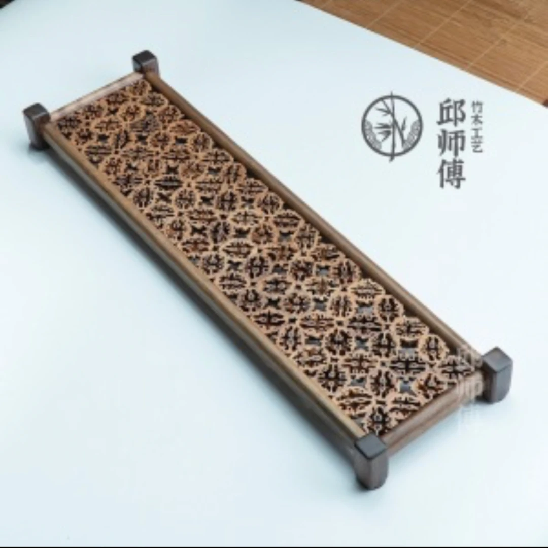 CBJ016（邱师傅）黑胡桃木镶嵌核桃木长条杯垫（长51.5宽15高4厘米）