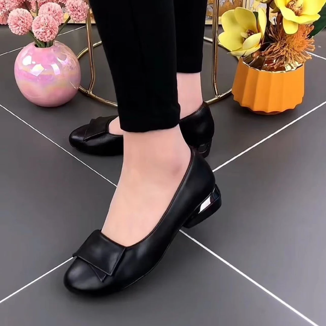 2024夏季新款女士女款浅口软底百搭小单鞋软皮鞋优雅百搭女士皮鞋
