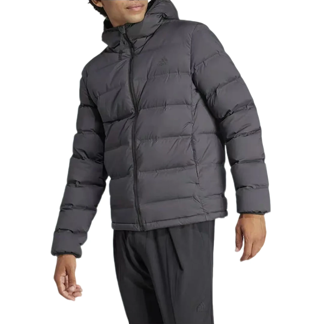 Adidas/阿迪达斯男子保暖HELIONIC S HO J黑色连帽羽绒服 IK3174