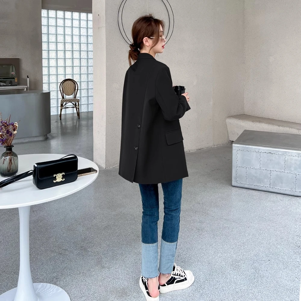 黑色西装外套女2025年秋冬新款小个子休闲宽松设计感气质小西服女
