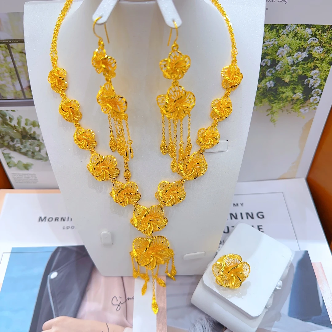 铜合金耳饰 NEFISE娜菲萨首饰新款三件套چىچىەك گۇللۇك