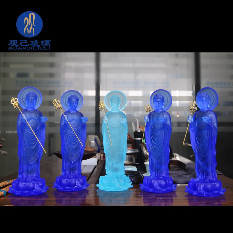 琉璃药师佛佛像摆件光如来家用居家装饰中式贴金莲花底座