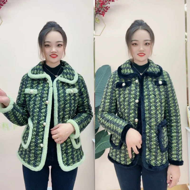 2024冬季新款加绒加厚小香风洋气显瘦棉衣外套漂亮时尚洋气外套