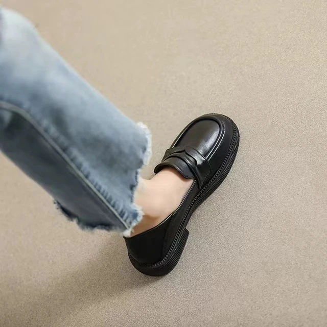 百搭复古英伦风小皮鞋女春秋季单鞋2024年新款软平底乐福鞋020