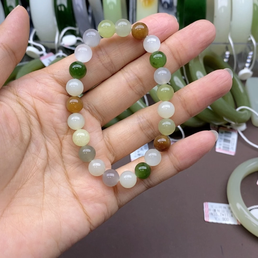 和田玉手串未镶嵌卡8