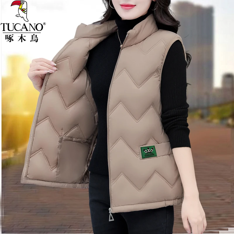 啄木鸟韩版时尚加厚保暖马甲2023秋冬季新款女士宽松百搭外穿外套