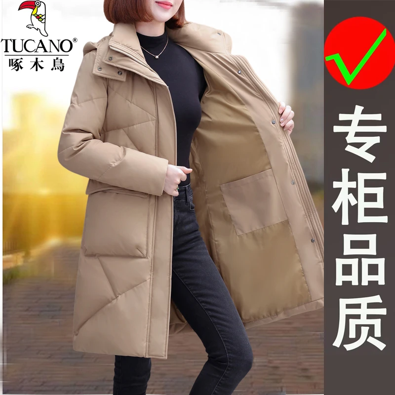 啄木鸟韩版时尚中款气质棉服2023冬季新款棉衣外套女加厚保暖棉袄