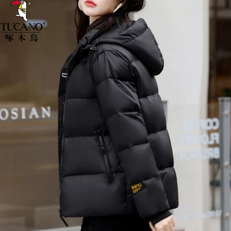 啄木鸟小个子短款羽绒服2023年冬季新款女士保暖御寒百搭时尚外套