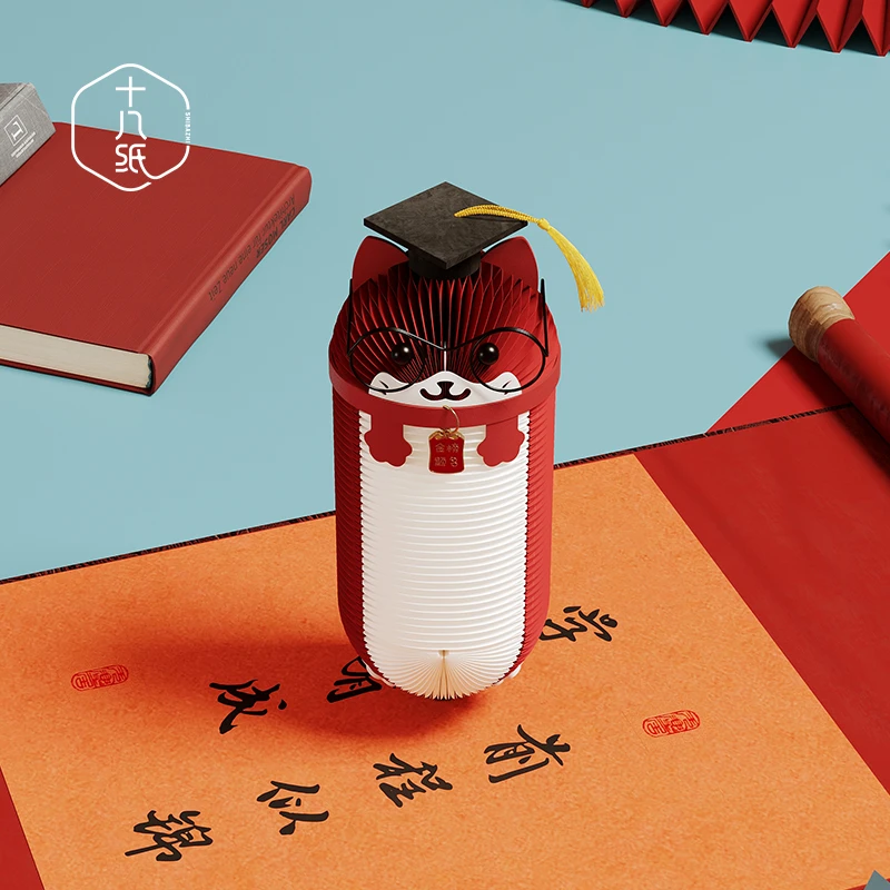 十八纸创意玩具摆件博士猫桌面伸缩玩具2024新款送礼节庆礼物装饰