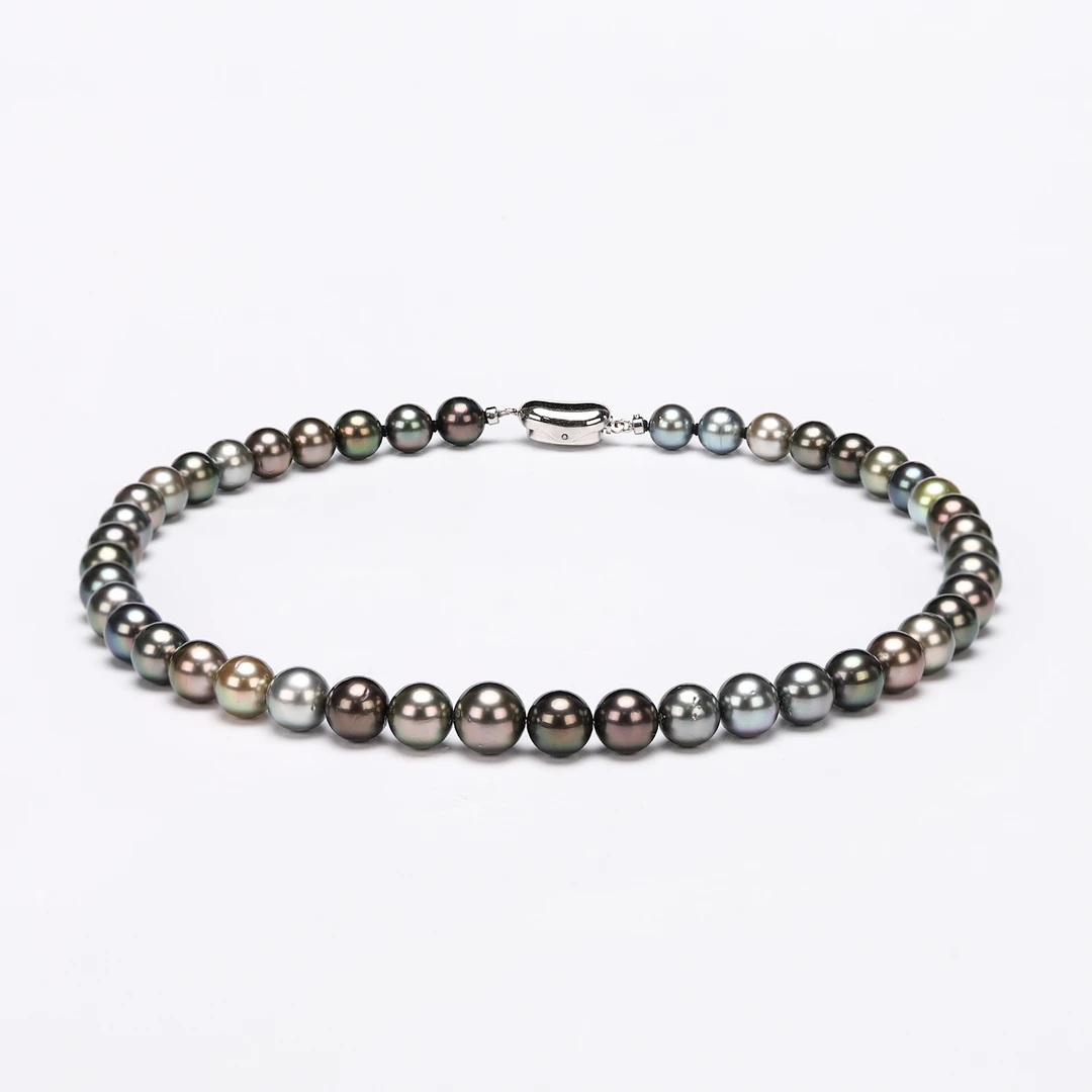 海水大溪地混彩莫兰迪 8.0-11.0MM 黑珍珠项链   吉尔德证书