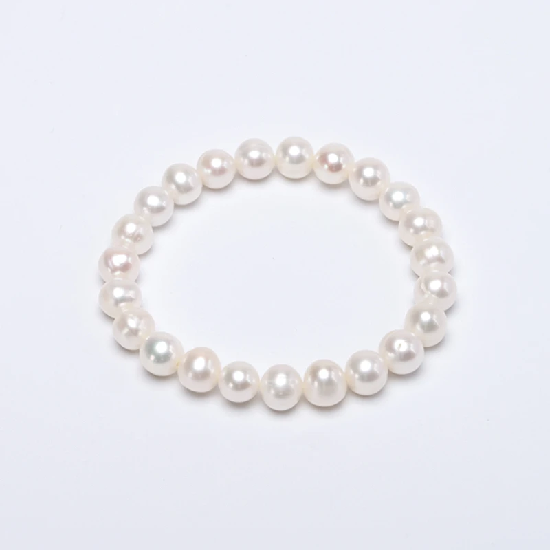 淡水无核珍珠手链 7.3-8.3mm 弹力绳 时尚 百搭