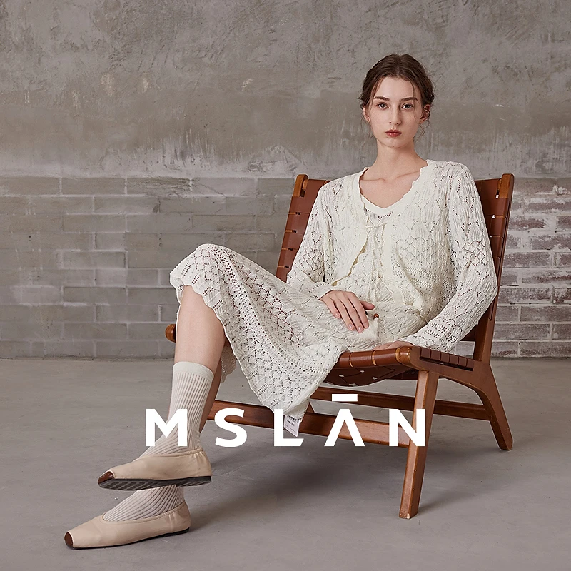 MSLAN淡月朦胧复古软糯流苏气质镂空毛针织开衫夏季外套 MGAW445