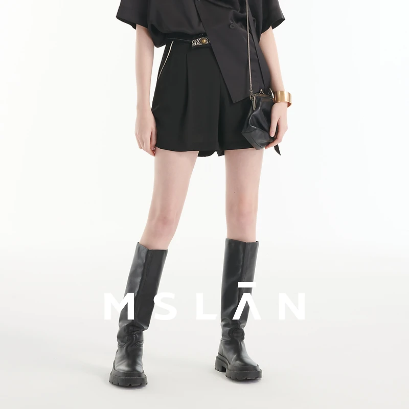 MSLAN夏季新品百慕大短裤时尚百搭休闲阔腿短裤限定款女 MEBV6101