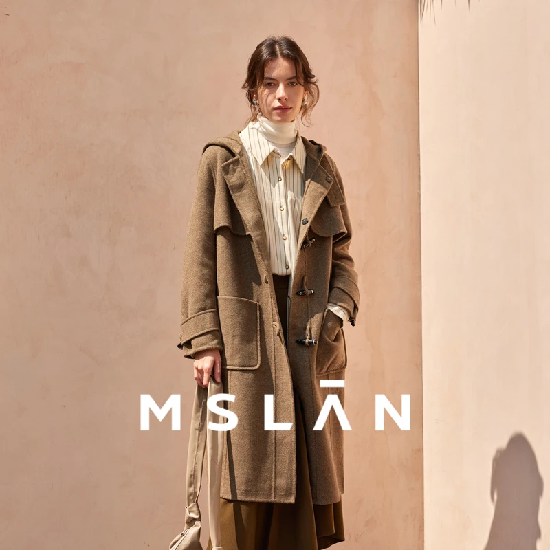MSLAN知识分子秋冬复古宽松时尚连帽双面呢大衣MEDA3301 MEDA3305