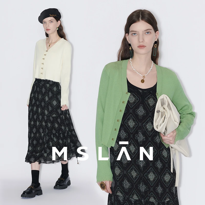 MSLAN短款中长款毛衣法式百搭通勤风针织衫毛针织衫休闲MFCA2304