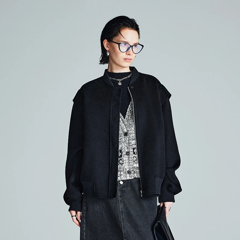 MSLAN【商场同款】冬季新款宽松率性夹克款双面呢外套MFDW239