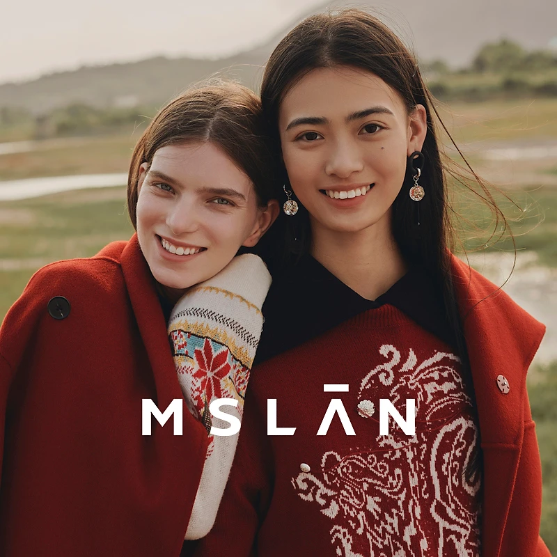 MSLAN【商场同款】冬季新款复古风提花破洞针织套衫MFDN367