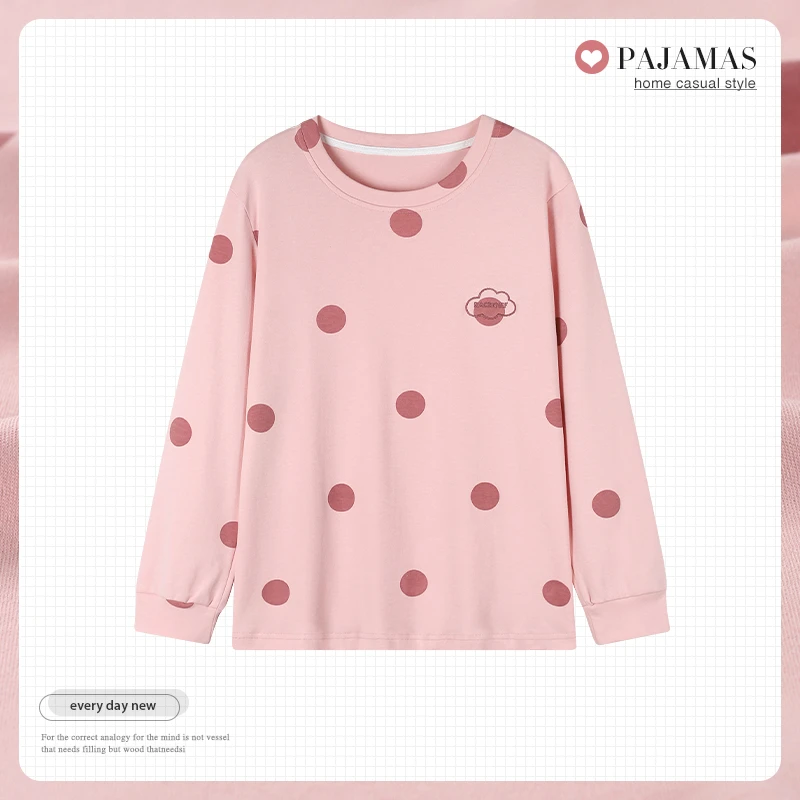 单件上衣睡衣女春秋季纯棉长袖圆领套头宽松加肥加大码全棉家居服