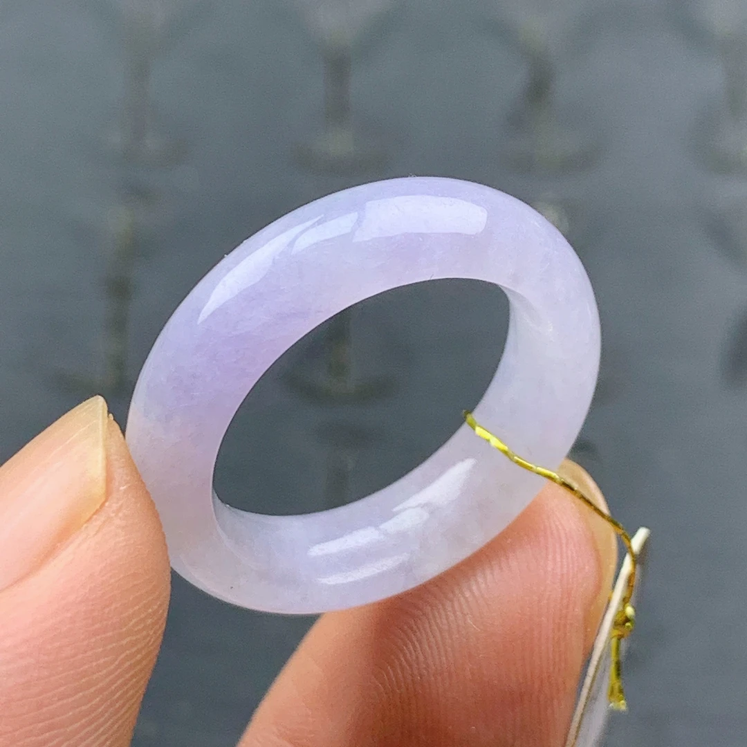 15-16号缅甸天然A货翡翠，冰胶紫罗兰戒指内径17.7/5.8/3.6mm，T370