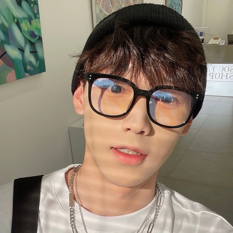 韩版黑框百搭日系方形男近视眼镜时尚大脸显瘦平光眼镜可配度数潮