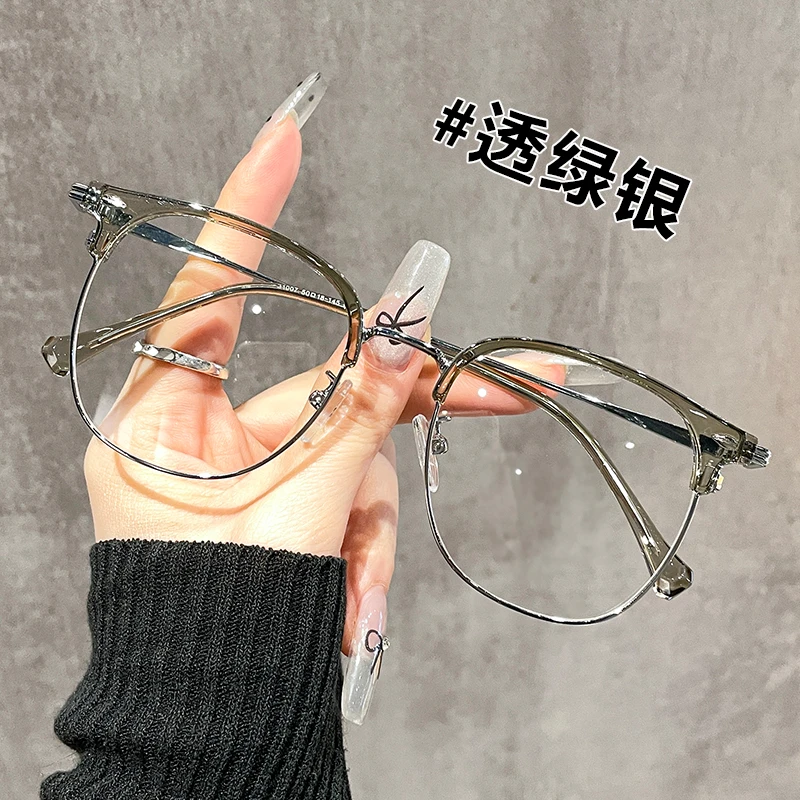韩版超轻半框方圆脸学生眼镜近视可配度数素颜神器平光护眼眼睛架