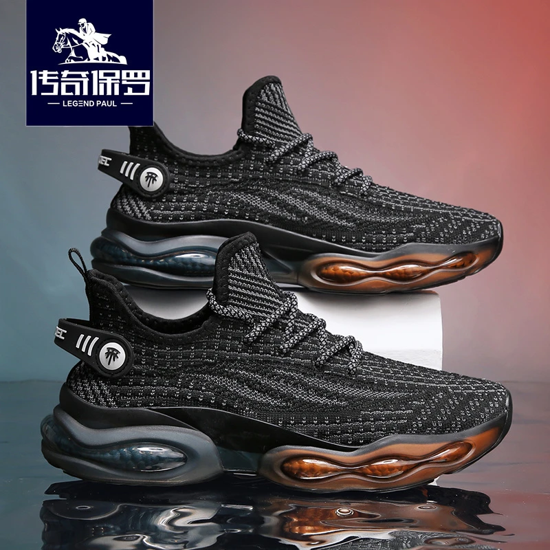 传奇保罗官方正品男鞋夏季防滑休闲飞织鞋男款透气防臭运动网面鞋